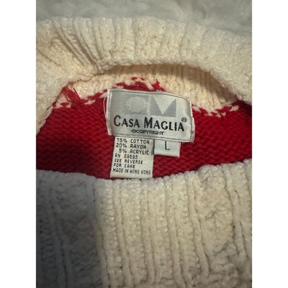 Vintage Casa Maglia Christmas Holiday Sweater Rhinestones Size L - Picture 8 of 10